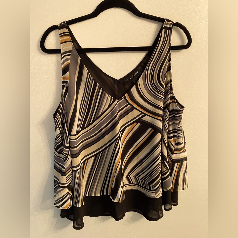 Lane Bryant Black/grey/cream/gold sleeveless swing tank